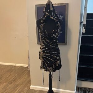 Black and Tan Hooded Romper One Size Fits Most